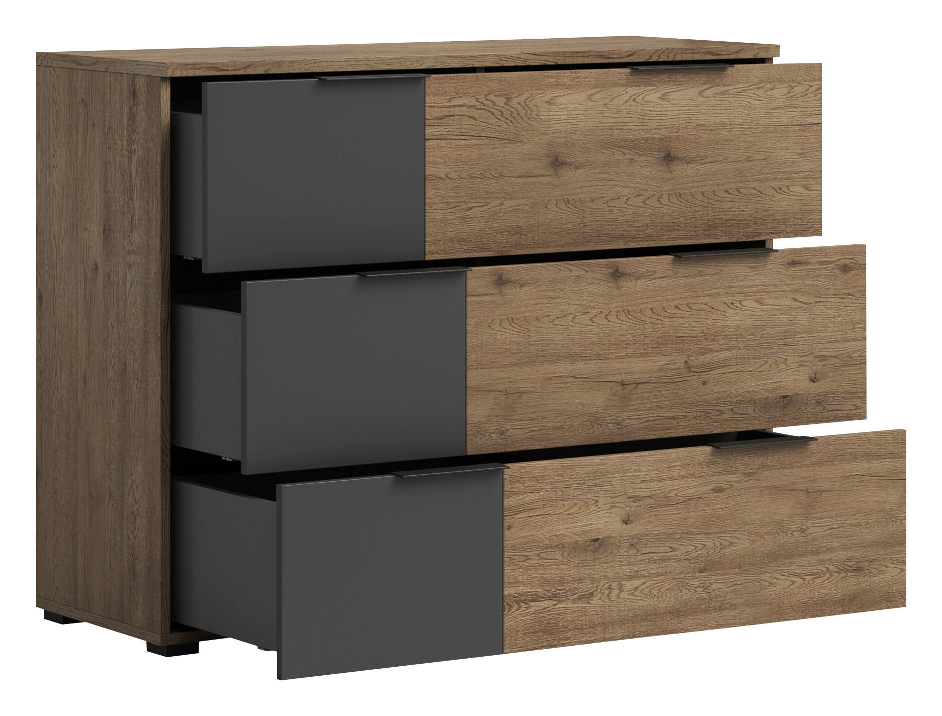 COMODĂ CU UȘI 120/89/40 cm  - culoare lemn stejar/grafit, Design, material pe bază de lemn (120/89/40cm) - Hom`in