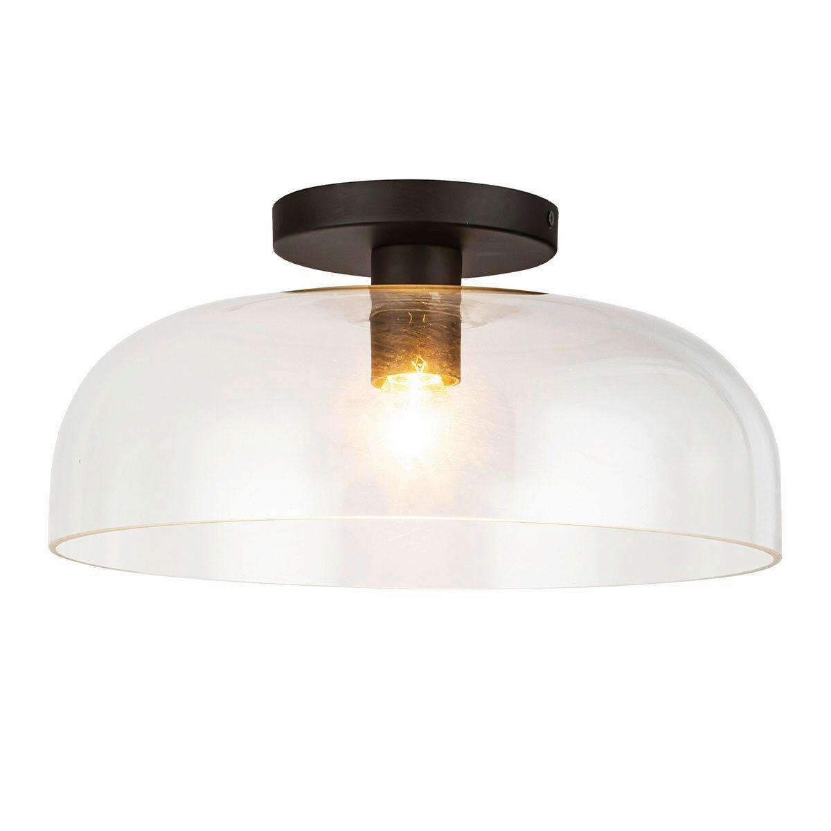 DECKENLEUCHTE 17,6/30,5 cm    - Schwarz, KONVENTIONELL, Glas/Metall (17,6/30,5cm) - Elstead Lighting