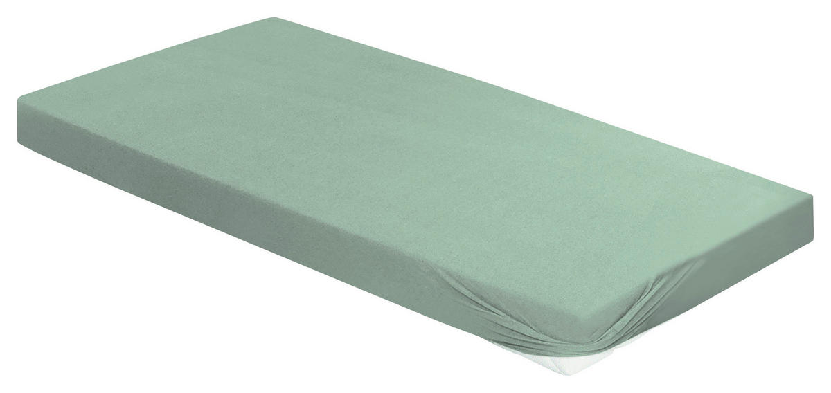 SPANNBETTTUCH Biber  - Jadegrün, KONVENTIONELL, Textil (100/200cm) - Bierbaum