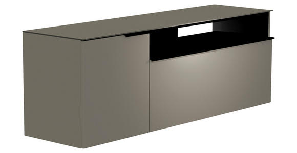 LOWBOARD  160/56/45 cm  Beimöbel erhältlich, hängend, Abdeckplatte aus Glas  - Schwarz/Grau, Design, Glas/Holzwerkstoff (160/56/45cm) - Moderano
