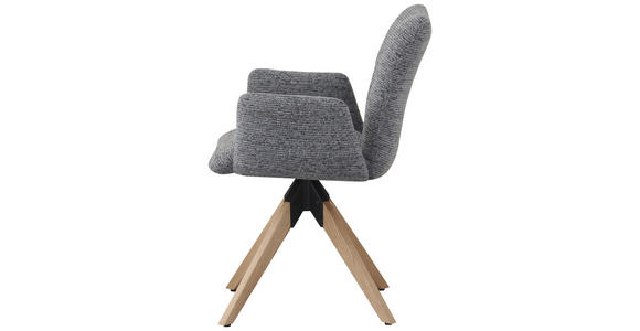 ARMLEHNSTUHL  Stoffauswahl, Sitzfläche 180° drehbar Struktur  Grau  - Eichefarben/Grau, Design, Holz/Textil (58/85/64cm) - Carryhome
