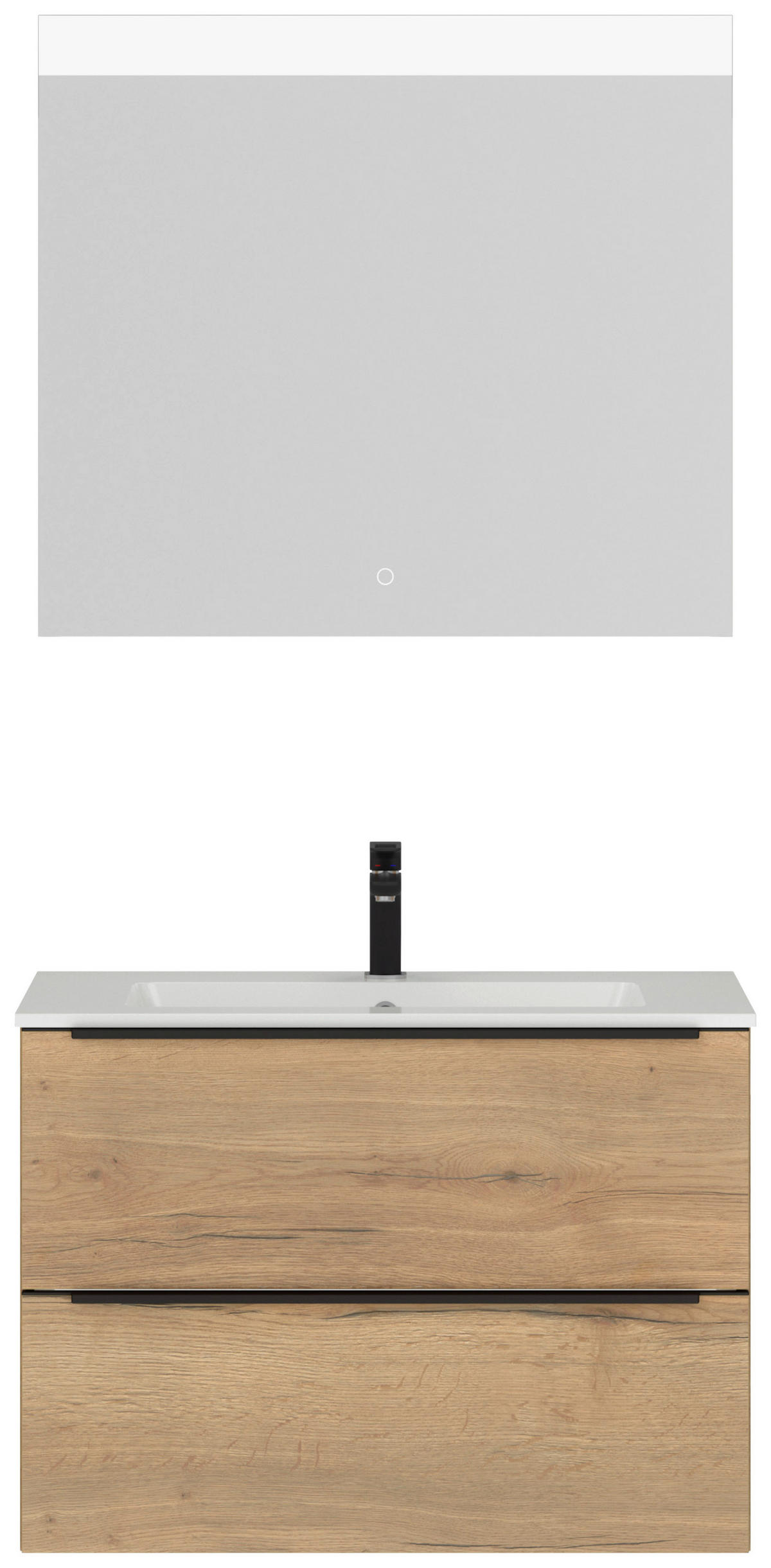 BADEZIMMER 3-teilig  in 81 cm  - Eichefarben/Schwarz, MODERN, Holzwerkstoff/Stein (81cm) - Nobilia