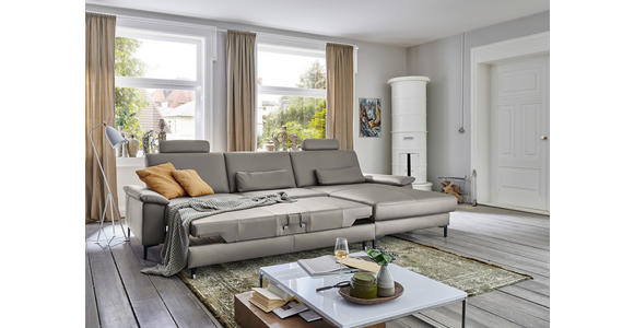 ECKSOFA  in Echtleder Hellgrau  334/176 cm  - Hellgrau/Schwarz, Design, Leder/Metall (334/176cm) - Dieter Knoll