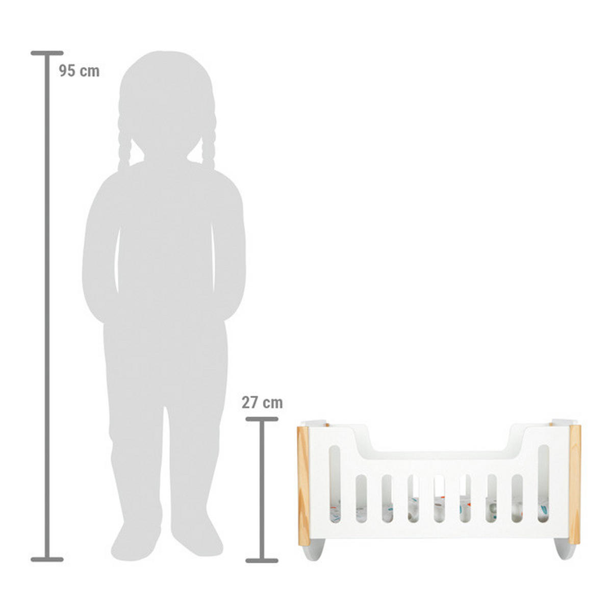 PUPPENBETT Little Button  - Multicolor, Basics, Holz/Textil (49/27/28cm) - small foot