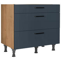 KOCHFELDUMBAUSCHRANK 90,0/87,0/56,0 cm  in Blau, Eichefarben  - Blau/Eichefarben, MODERN, Holzwerkstoff/Metall (90,0/87,0/56,0cm) - Nobilia