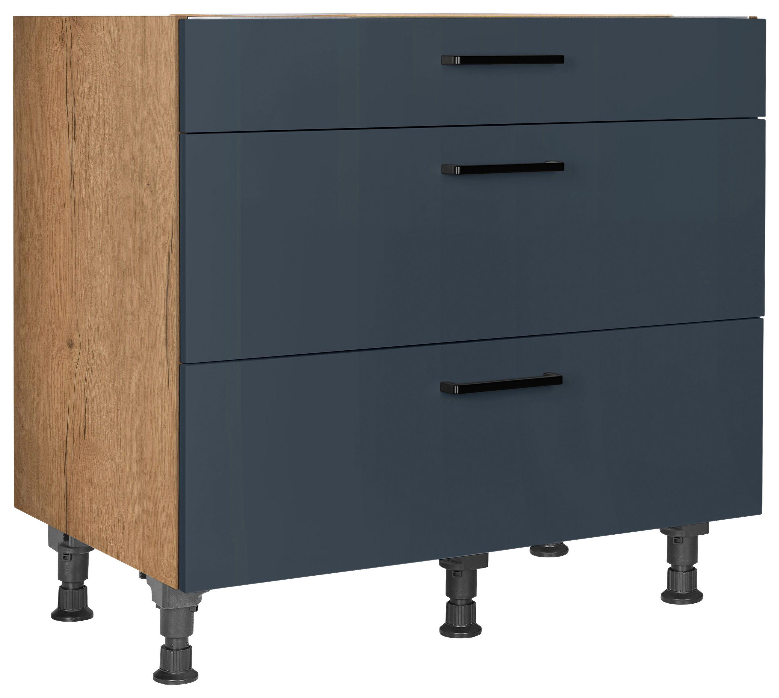 Nobilia Kochfeldumbauschrank Easytouch Blau, Eiche 90.0x87.0x56.0 cm