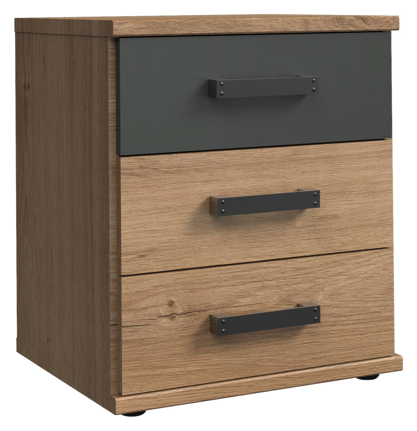 NACHTSCHRANK 46/55/40 cm  - Plankeneiche/Graphitfarben, Trend, Holzwerkstoff/Kunststoff (46/55/40cm) - Carryhome