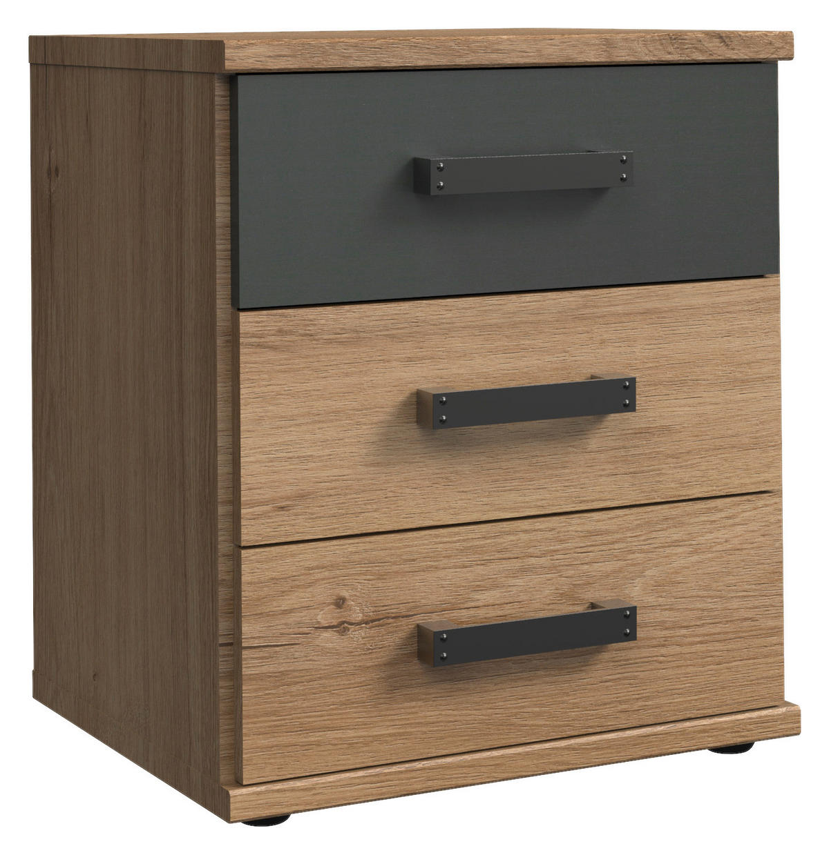 NACHTSCHRANK 46/55/40 cm  - Plankeneiche/Graphitfarben, Trend, Holzwerkstoff/Kunststoff (46/55/40cm) - Carryhome