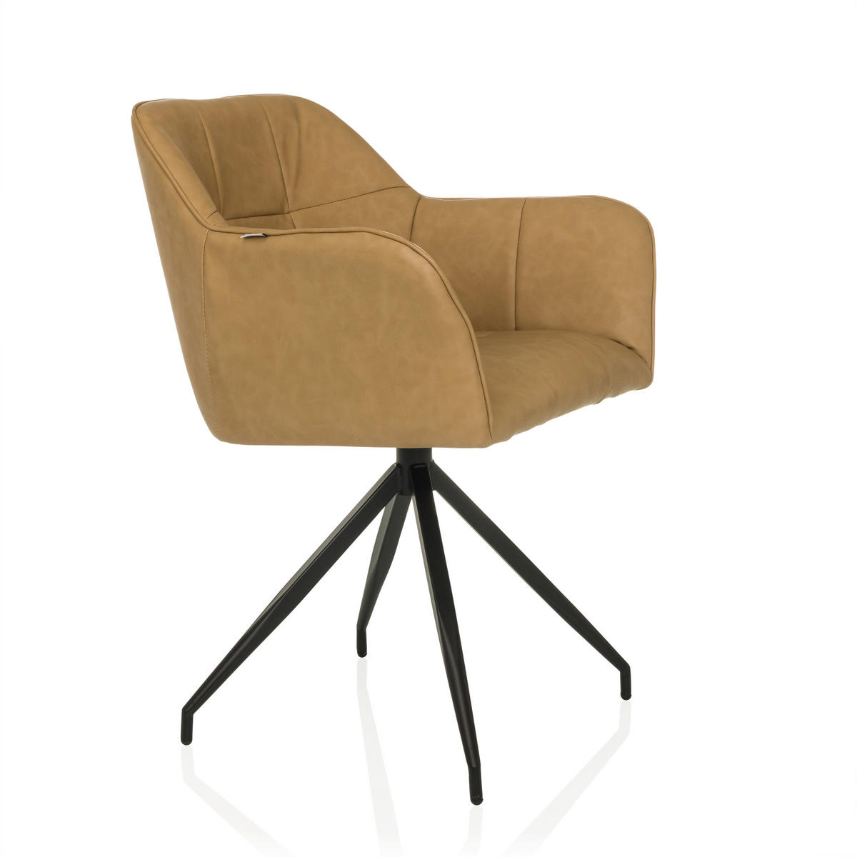 ARMLEHNSTUHL  in Lederlook  - Cognac/Schwarz, MODERN, Leder/Metall (61/90/56cm) - MID.YOU
