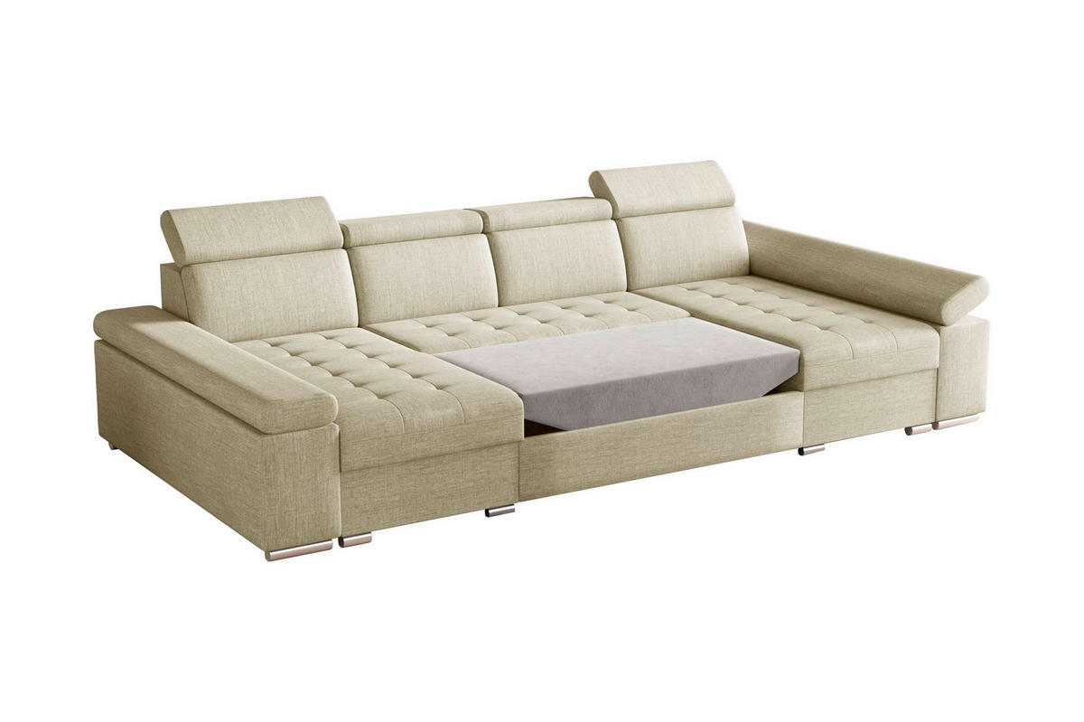 WOHNLANDSCHAFT TORONTO U Creme Webstoff  - Silberfarben/Creme, Design, Textil (168/330/168cm) - MID.YOU