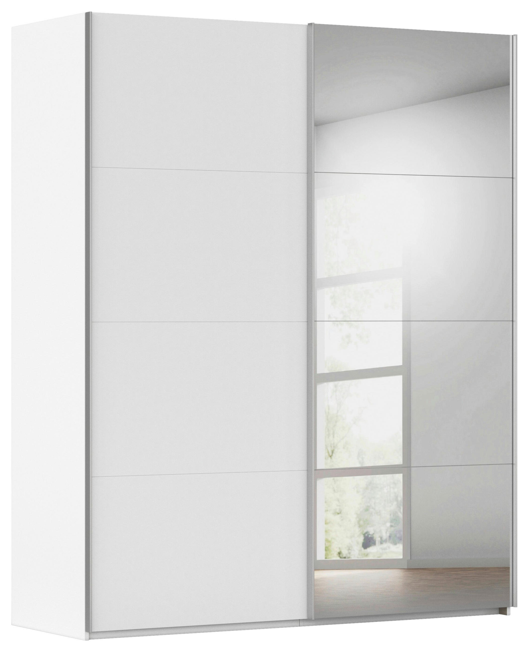 SCHWEBETÜRENSCHRANK 181/236/68 cm 2-türig Weiß  - Alufarben/Weiß, Basics, Glas/Holzwerkstoff (181/236/68cm) - Novel