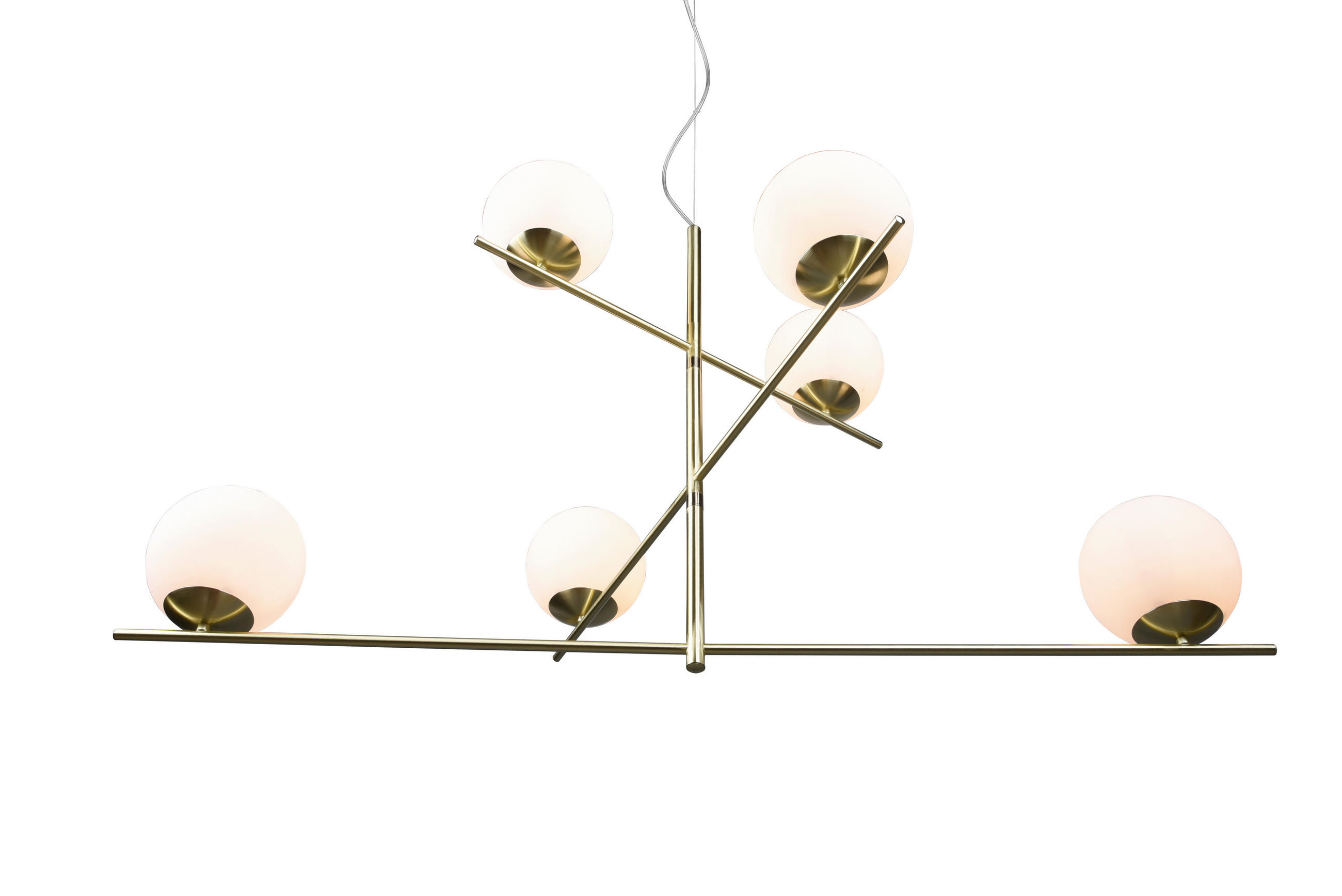 HÄNGELEUCHTE 115/80/150 cm    - Weiss/Messingfarben, Design, Glas/Metall (115/80/150cm) - Trio Leuchten
