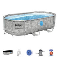 POOLSET 56714GS 427/250/100 cm  - Blau/Grau, KONVENTIONELL, Kunststoff/Metall (427/250/100cm) - Bestway