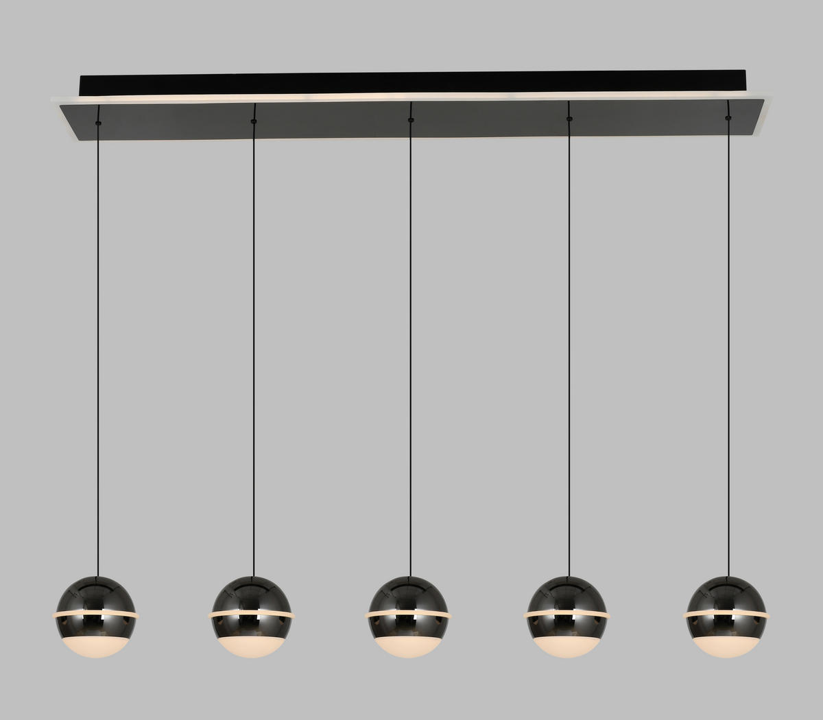 LED-HÄNGELEUCHTE Biarritz 95/150/15 cm  - Schwarzchrom, Design, Kunststoff/Metall (95/150/15cm)