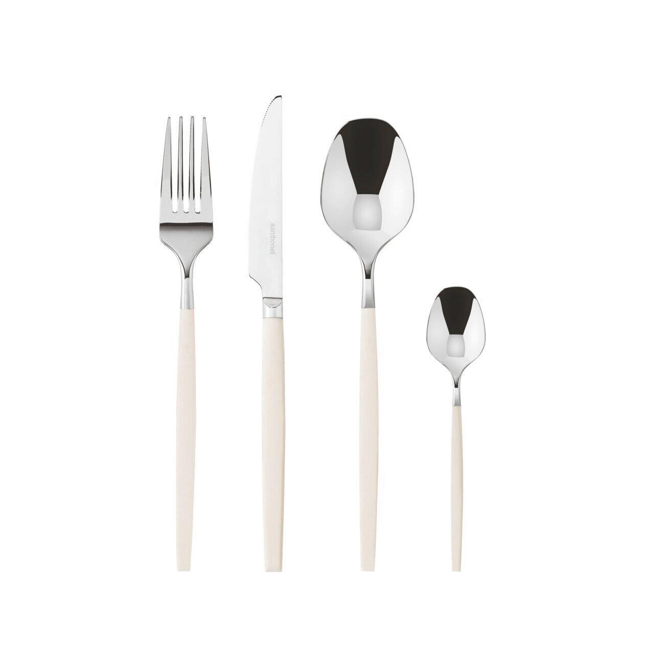 BESTECKSET Siro - Edelst./elfenb.Griff 24-teilig Edelstahl  für 6 Personen  - Elfenbein, Basics, Metall (29,7/32,8/4,7cm) - Sambonet