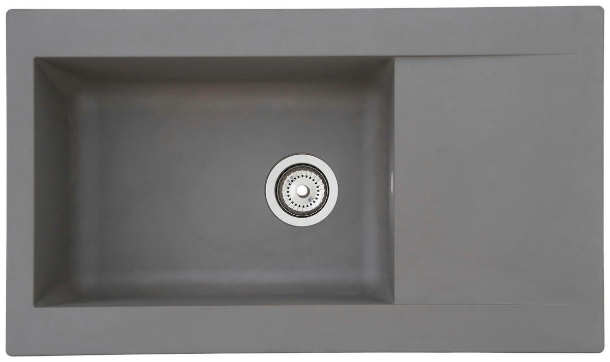 SPÜLE 1712DENVER86X50G  - Grau, Trend, Glas/Kunststoff (86/20/50cm) - Respekta