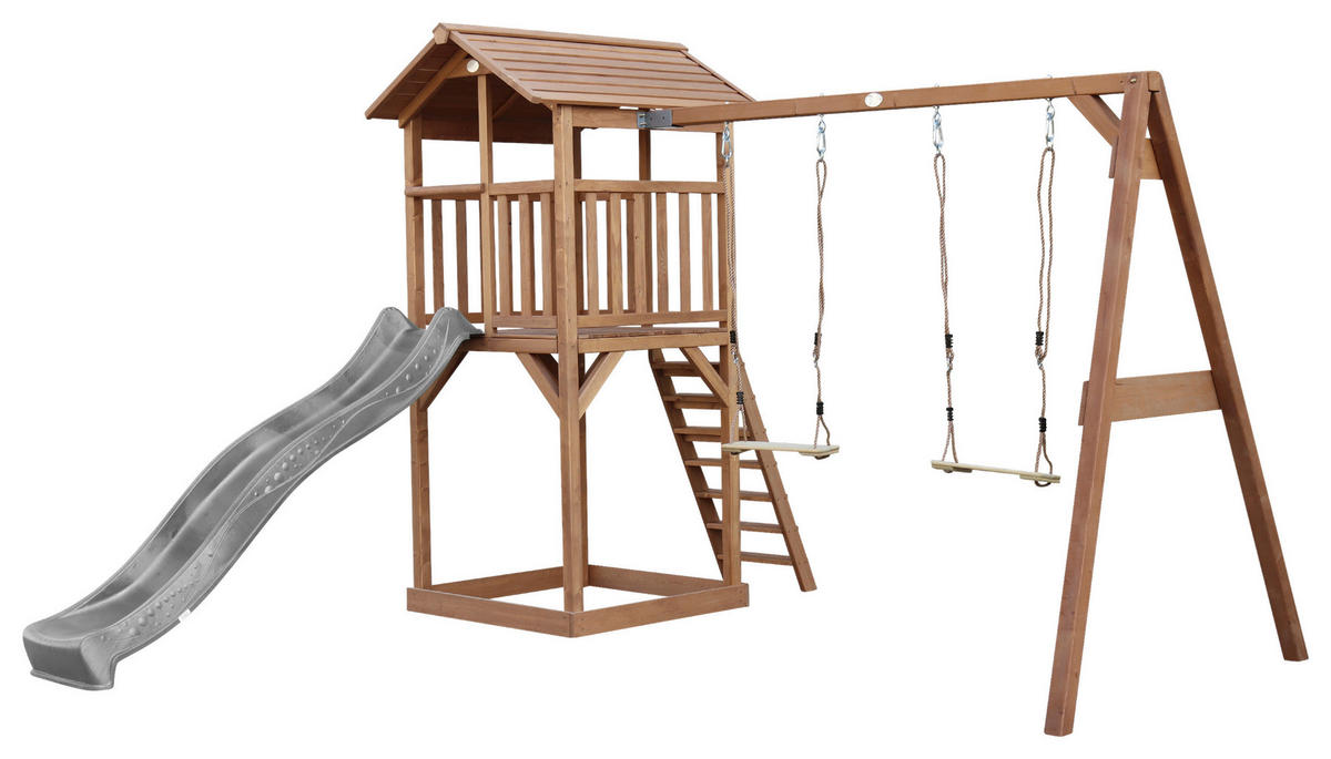 SPIELTURM 356,6/241,9/349 cm  - Braun/Grau, KONVENTIONELL, Holz/Kunststoff (356,6/241,9/349cm) - Ambia Garden