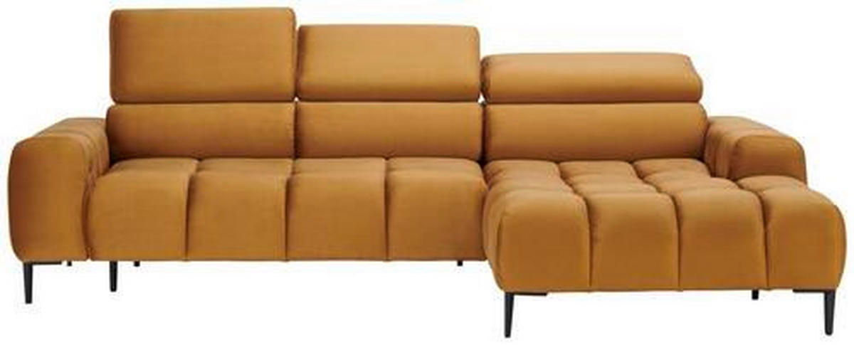 ECKSOFA in Webstoff Currygelb  - Currygelb/Schwarz, Design, Textil/Metall (270/177cm) - Welnova