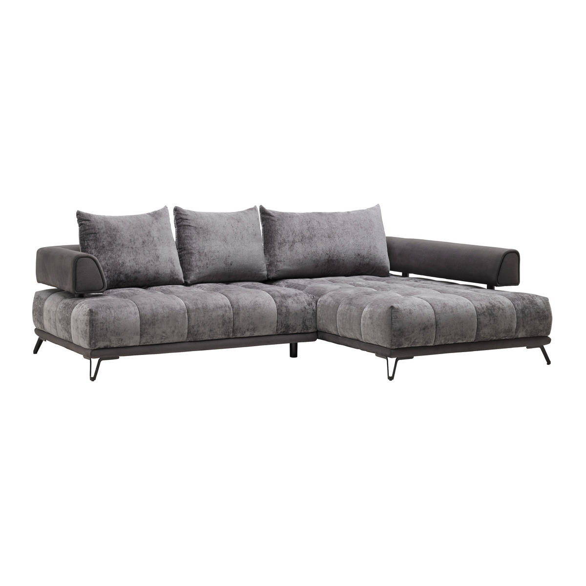 HÖRNSOFFA i grafitfärgad  - grafitfärgad/svart, Modern, metall/textil (262/184cm) - MID.YOU