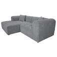 ECKSOFA Hellgrau Cord Zierkissen, Rücken echt  - Hellgrau/Schwarz, KONVENTIONELL, Kunststoff/Textil (162/250cm) - Carryhome