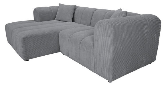 ECKSOFA Hellgrau Cord Zierkissen, Rücken echt  - Hellgrau/Schwarz, KONVENTIONELL, Kunststoff/Textil (162/250cm) - Carryhome