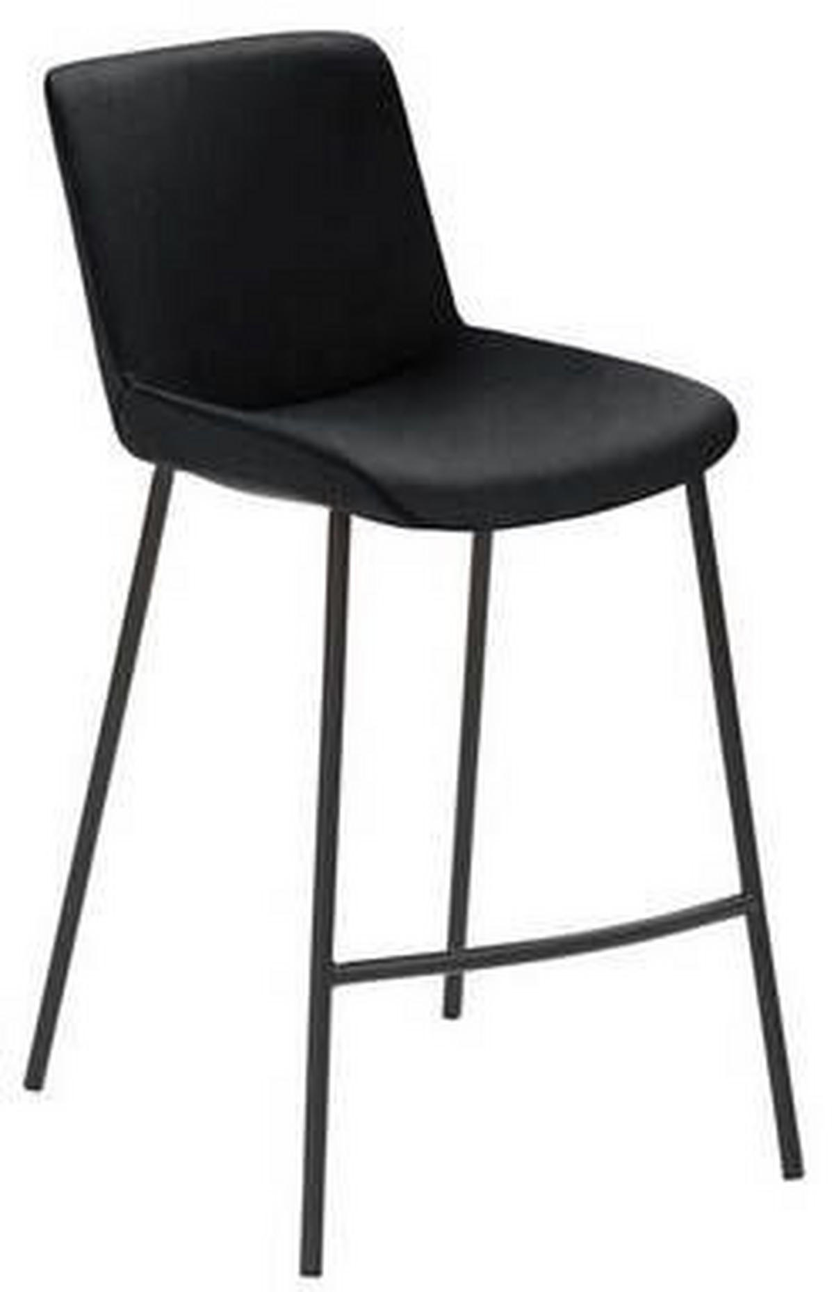 BARHOCKER Mikrofaser Anthrazit, Schwarz Stahl  - Anthrazit/Schwarz, Design, Textil/Metall (48/93/50cm) - Novel