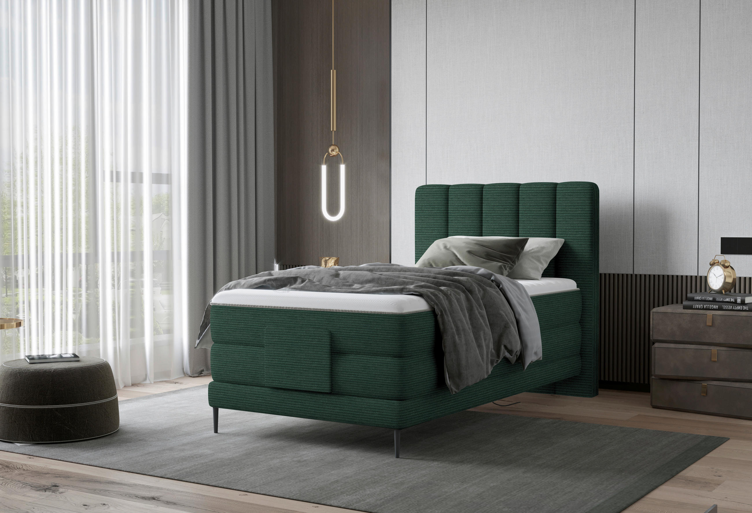 BOXSPRINGBETT 100/200 cm  in Grün  - Schwarz/Grün, Natur, Textil/Metall (100/200cm) - Esposa