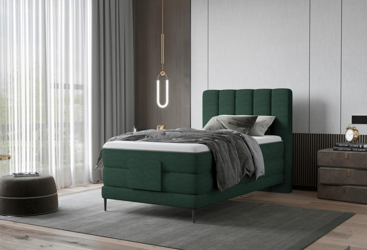 BOXSPRINGBETT 100/200 cm  in Grün  - Schwarz/Grün, Natur, Textil/Metall (100/200cm) - Esposa