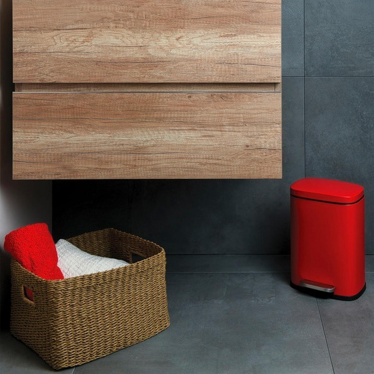 TRETEIMER AKIRA 5 L  - Rot/Schwarz, Basics, Kunststoff/Metall (21,4/17,6/30cm)