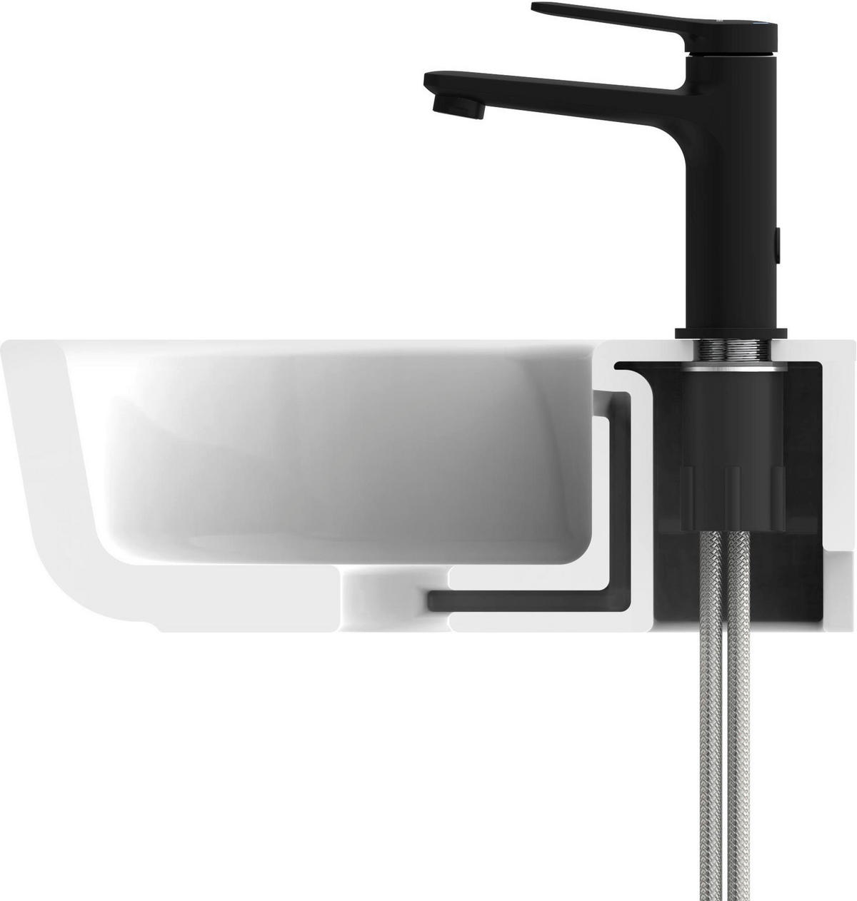 WASCHTISCHARMATUR 5/15,5/17 cm  - Schwarz, Basics, Metall (5/15,5/17cm)