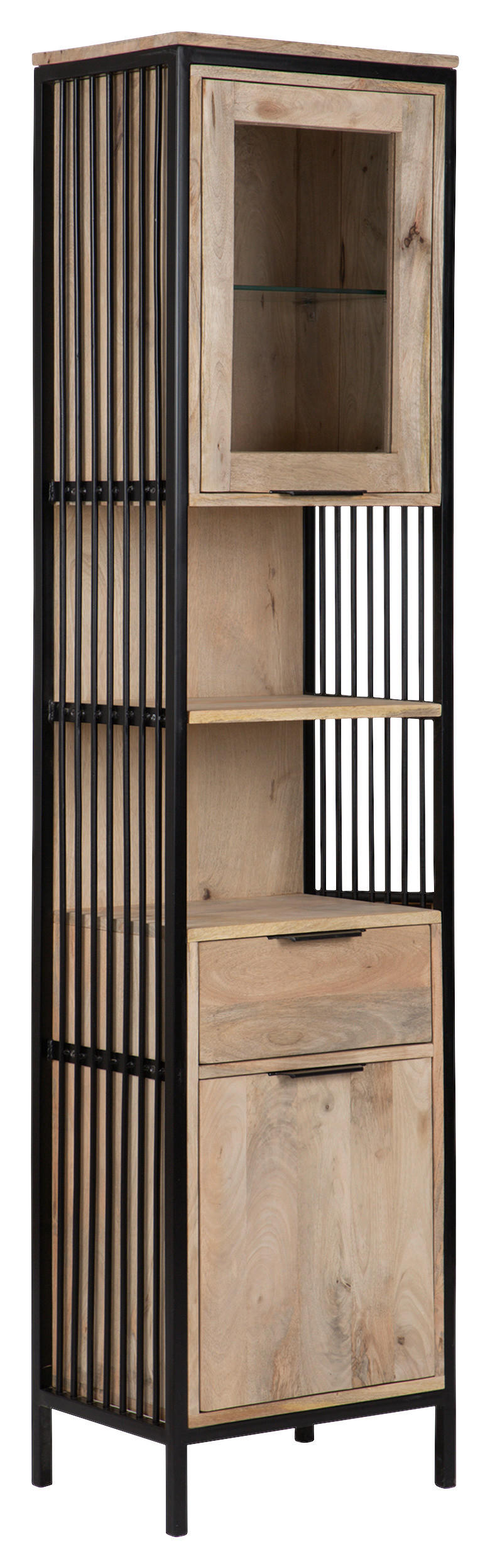 HOCHSCHRANK 43/180/30 cm  - Transparent/Schwarz, MODERN, Glas/Holz (43/180/30cm) - Livetastic