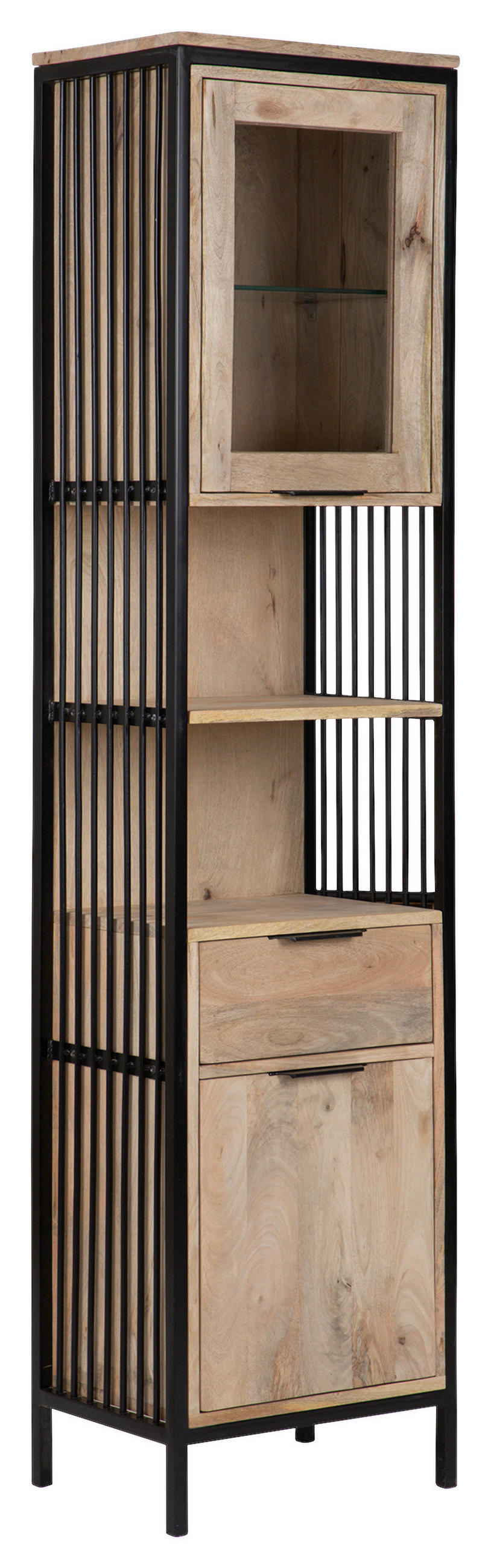 HOCHSCHRANK 43/180/30 cm  - Transparent/Schwarz, MODERN, Glas/Holz (43/180/30cm) - Livetastic