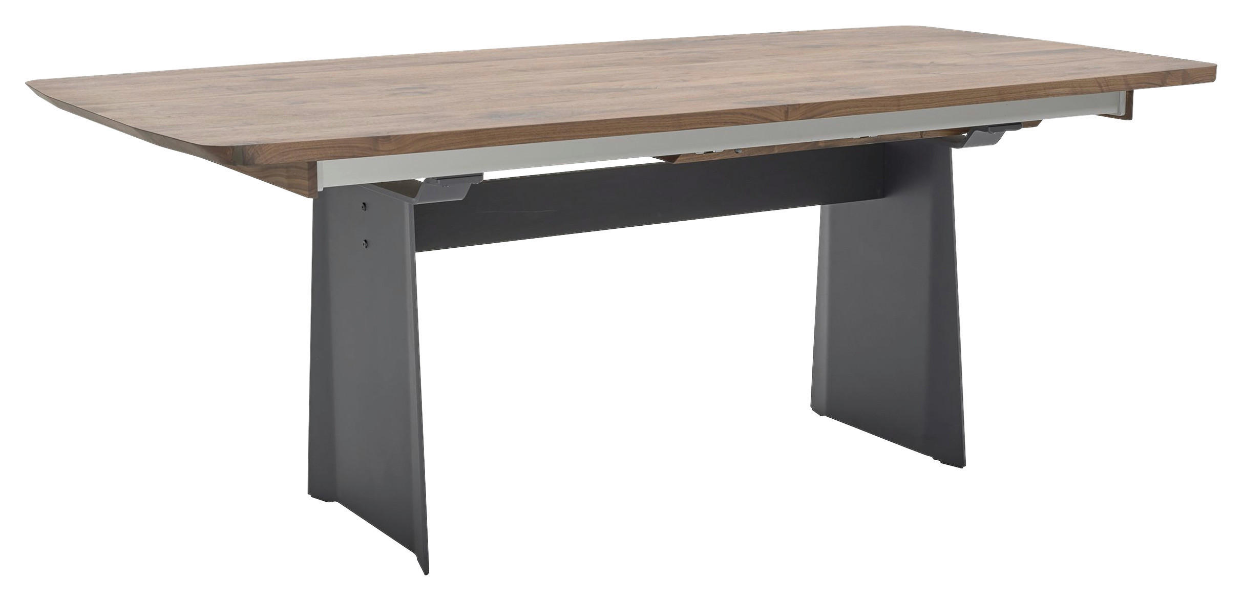 ESSTISCH Nussbaumfarben bootsförmig  ausziehbar, in verschiedenen Größen erhältlich, in verschiedenen Holzarten erhältlich  - Nussbaumfarben/Schwarz, Design, Holz/Metall (200-280/100/76cm) - Musterring