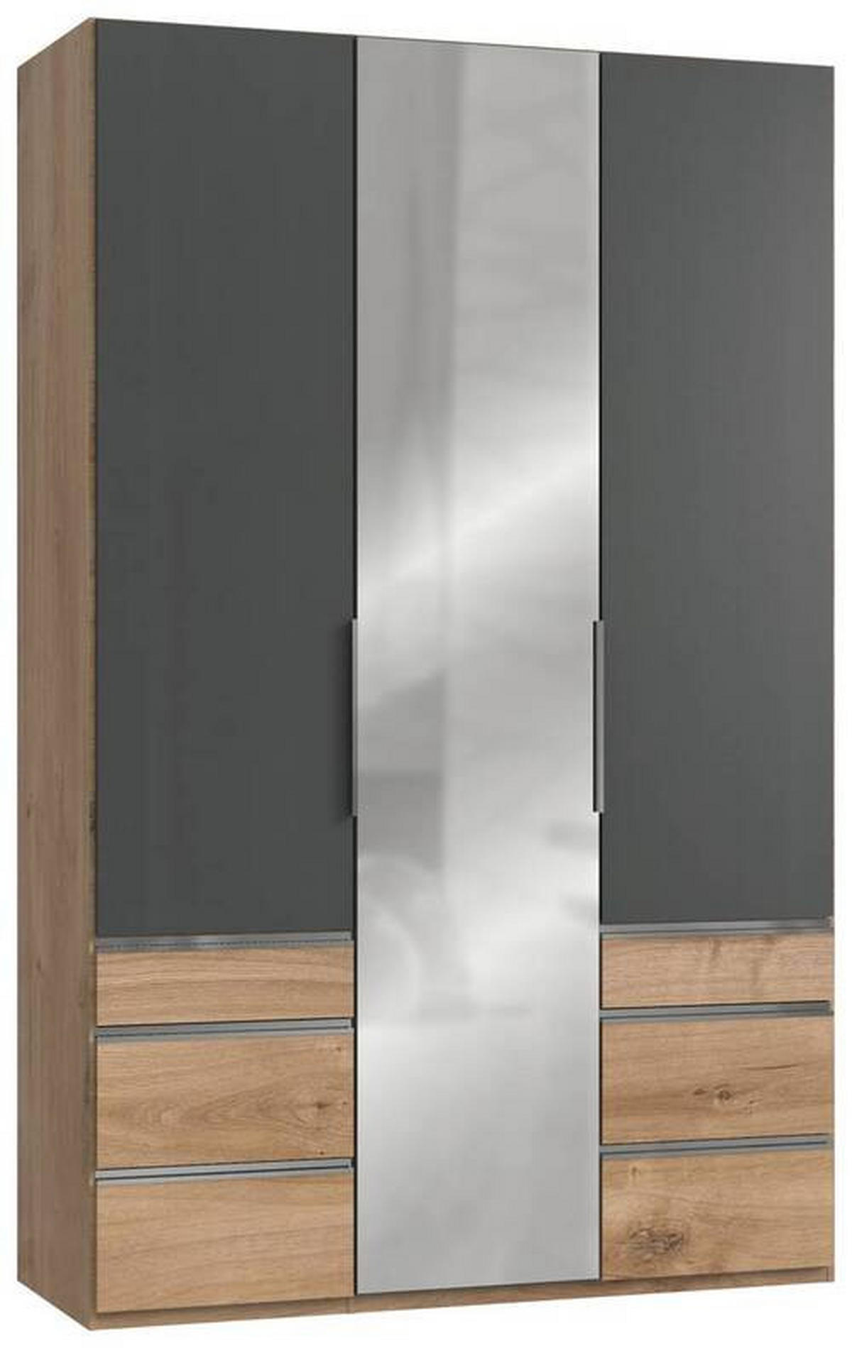 DREHTÜRENSCHRANK in Graphitfarben, Eichefarben  - Chromfarben/Eichefarben, Modern, Holzwerkstoff (150/236/58cm) - MID.YOU