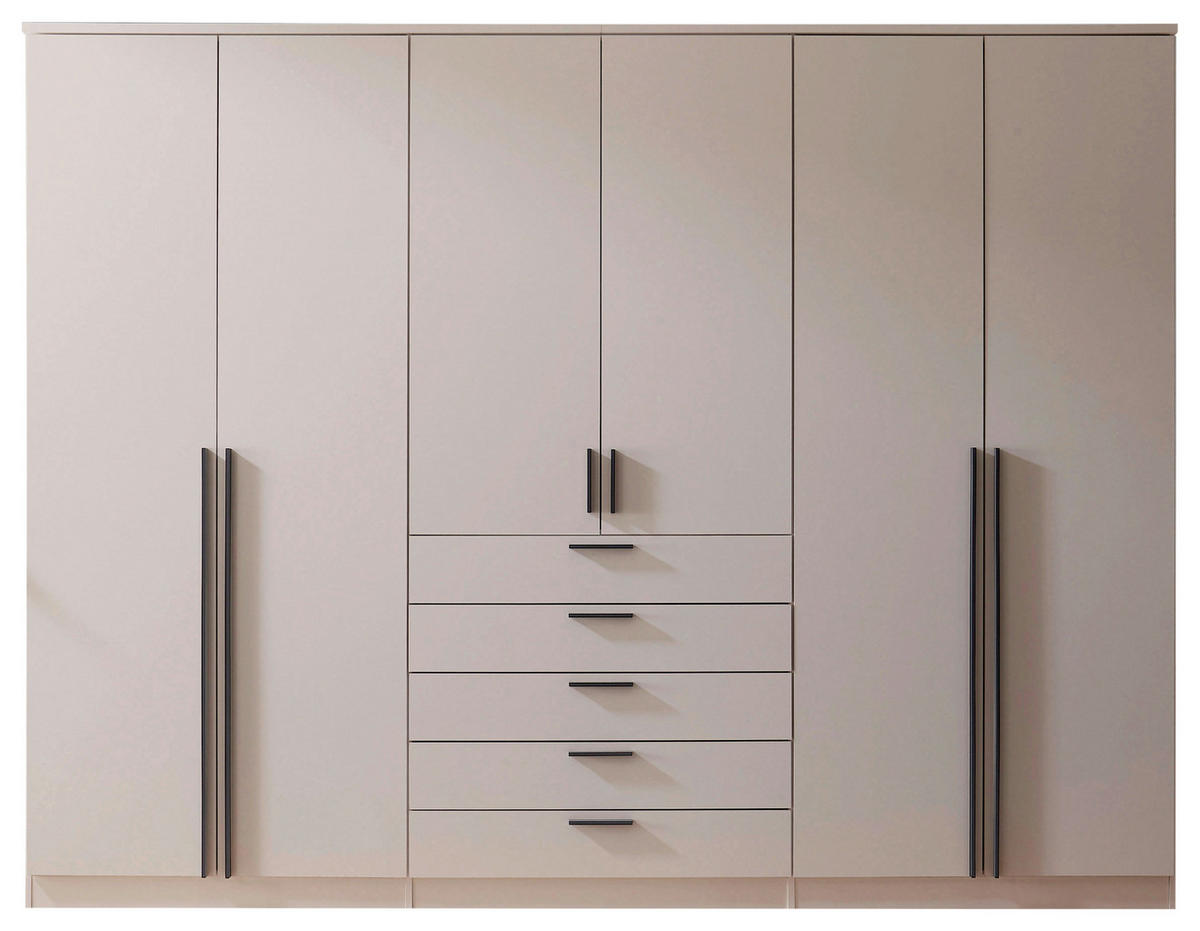 KLEIDERSCHRANK 270/210/52 cm,  in Kaschmir, 6-türig  - Kaschmir/Alufarben, KONVENTIONELL, Holzwerkstoff/Kunststoff (270/210/52cm) - Livetastic