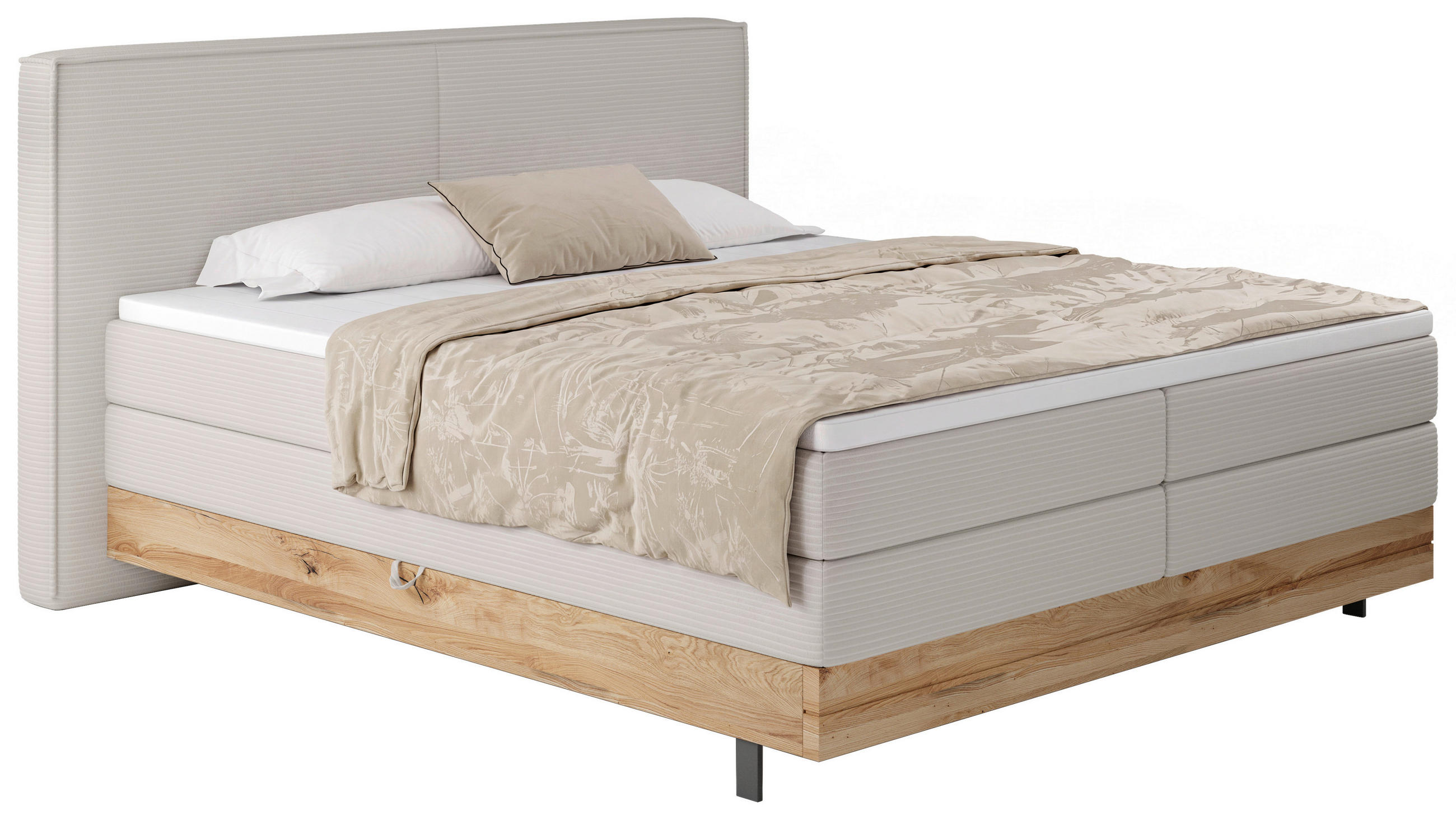 BOXSPRING KREVET 140/200 cm     krem  - crna/krem, Prirodno, tekstil/drvo (140/200cm) - Valnatura