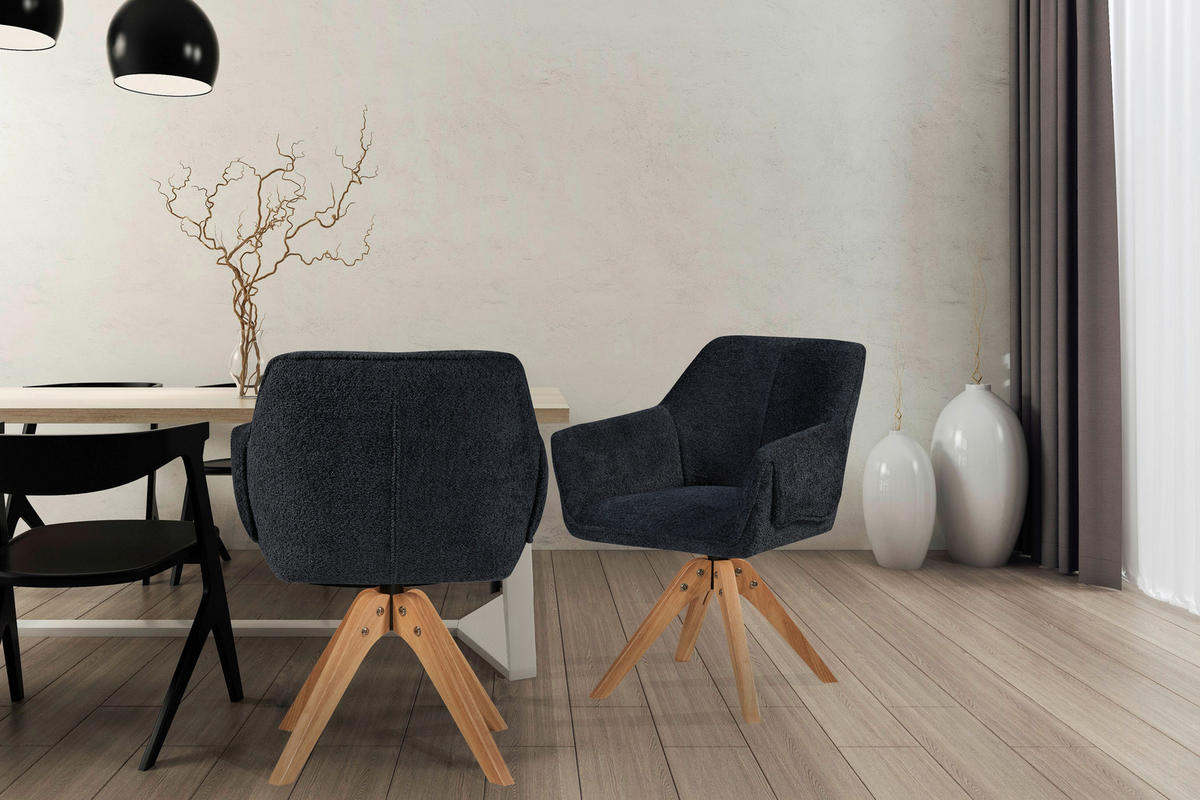 ŽIDLE S PODRUČKAMI, buklé, antracitová - antracitová, Moderní, dřevo/textil (60/86,5/63,5cm) - MID.YOU
