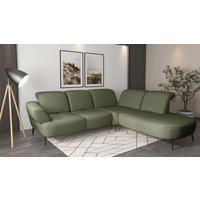 ECKSOFA in Flachgewebe Olivgrün  - Schwarz/Olivgrün, Modern, Textil/Metall (302/270cm) - Sit & More
