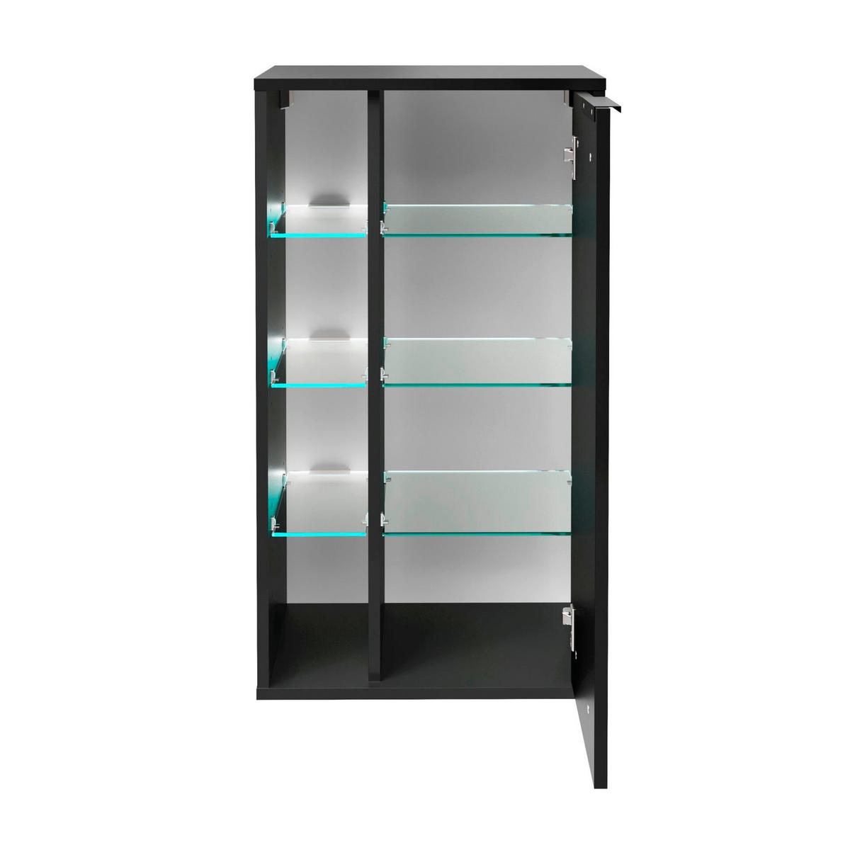 MIDISCHRANK 47/84,2/32 cm  - Eiche dunkel/Schwarz, Basics, Glas/Holzwerkstoff (47/84,2/32cm) - MID.YOU
