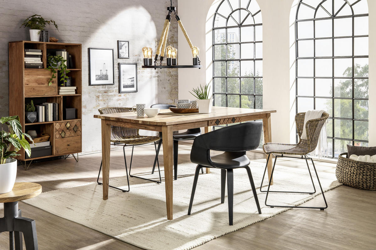 KOMODA, akácie, barvy akácie, bronzová, 145/80/45 cm - bronzová/barvy mosazi, Trend, kov/dřevo (145/80/45cm) - Ambia Home