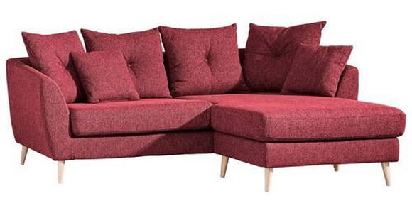 ECKSOFA in Flachgewebe Rot  - Buchefarben/Rot, KONVENTIONELL, Holz/Textil (210/156cm) - Carryhome