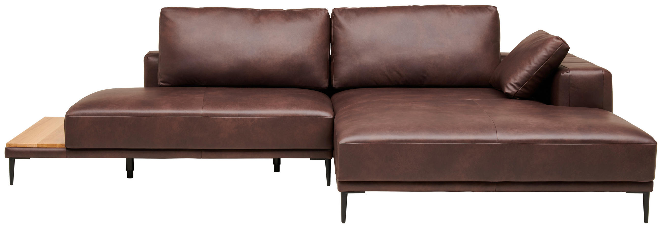 ECKSOFA Dunkelbraun Echtleder  - Dunkelbraun/Schwarz, Design, Leder/Metall (304/201cm) - Emilio Belluti