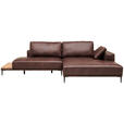 ECKSOFA in Echtleder Dunkelbraun  304/201 cm  - Dunkelbraun/Schwarz, Design, Leder/Metall (304/201cm) - Emilio Belluti