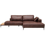 ECKSOFA in Echtleder Dunkelbraun  304/201 cm  - Dunkelbraun/Schwarz, Design, Leder/Metall (304/201cm) - Emilio Belluti