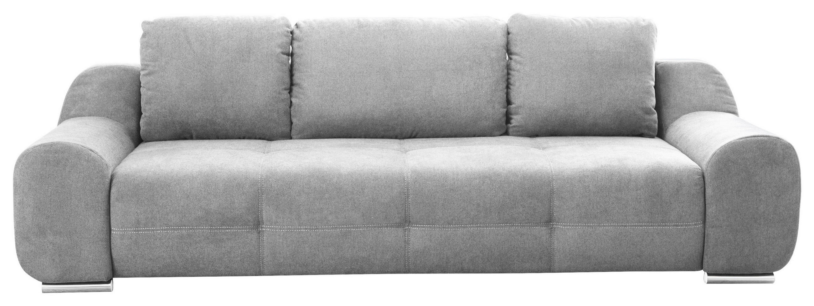BIGSOFA in Flachgewebe Hellgrau  - Hellgrau, Basics, Textil/Metall (262/88/108cm) - Sit & More