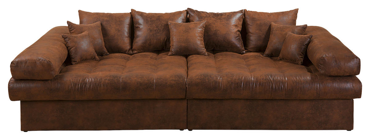 BIGSOFA in Lederlook (vegan) Braun  - Schwarz/Braun, Design, Kunststoff/Textil (284/94/148cm) - Livetastic