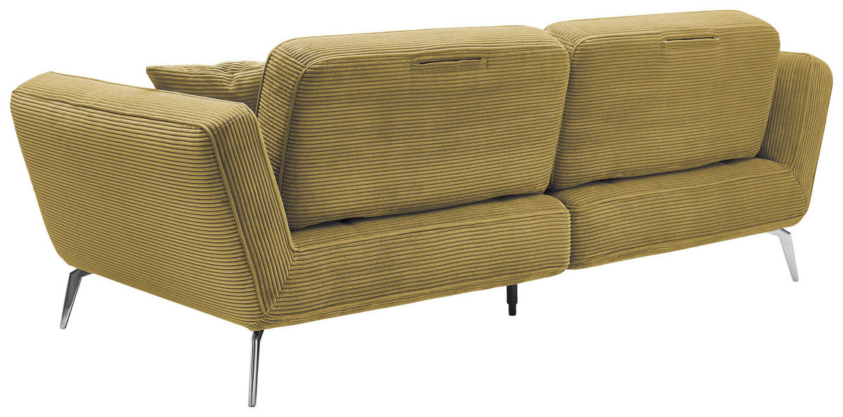 3-SITZER-SOFA Cord Gelb  - Chromfarben/Gelb, KONVENTIONELL, Kunststoff/Textil (260/90/125cm) - SetOne by Musterring