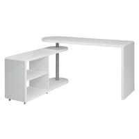 ECKSCHREIBTISCH  Silberfarben, Weiß Hochglanz Stauraum  - Weiß Hochglanz/Silberfarben, MODERN, Holzwerkstoff/Kunststoff (145/74.7/50cm) - MID.YOU