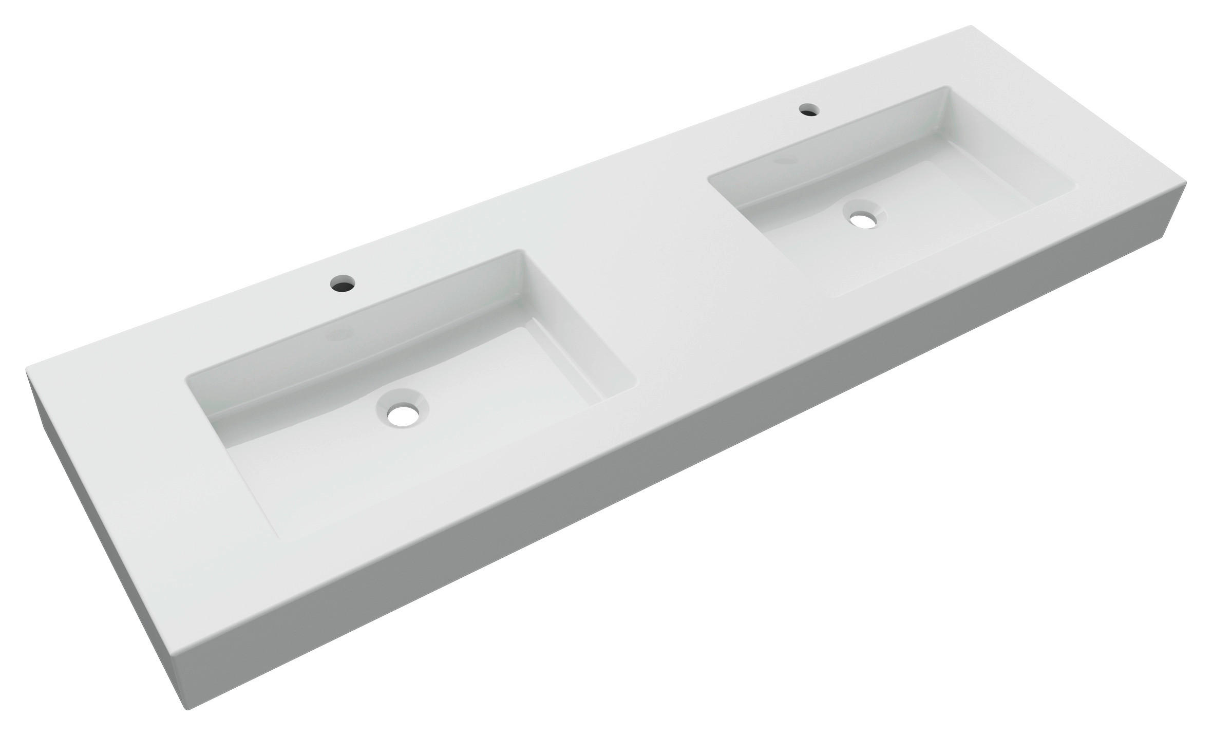 DOPPELWASCHBECKEN 169/11,7/50 cm  - Weiß, KONVENTIONELL, Stein (169/11,7/50cm) - Dieter Knoll