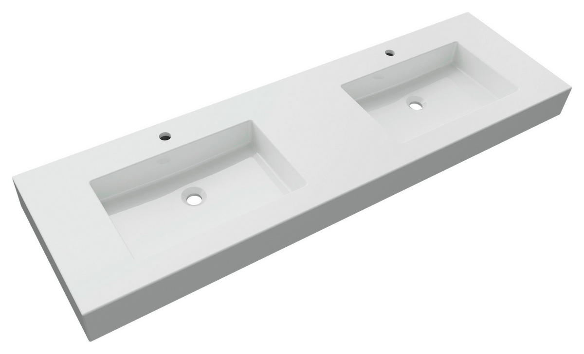 DOPPELWASCHBECKEN 169/11,7/50 cm  - Weiß, KONVENTIONELL, Stein (169/11,7/50cm) - Dieter Knoll